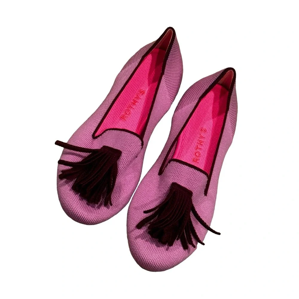 Rothy's The Merino Wool Tassel Slip On Loafer Flat Lavender Size W7 NWOB - Picture 2 of 8